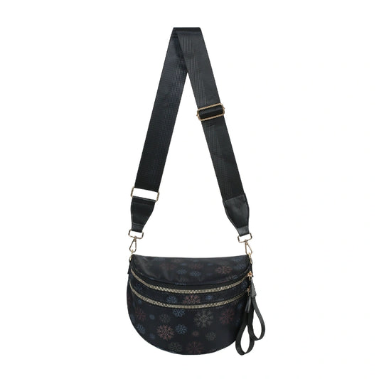 linear-gradient(125deg,
  #b4608c 0 25%,     /* fuchsia à gauche */
  #000000 25% 75%,   /* noir dominant au centre */
  #6bb7d6 75% 100%   /* bleu clair à droite */
);