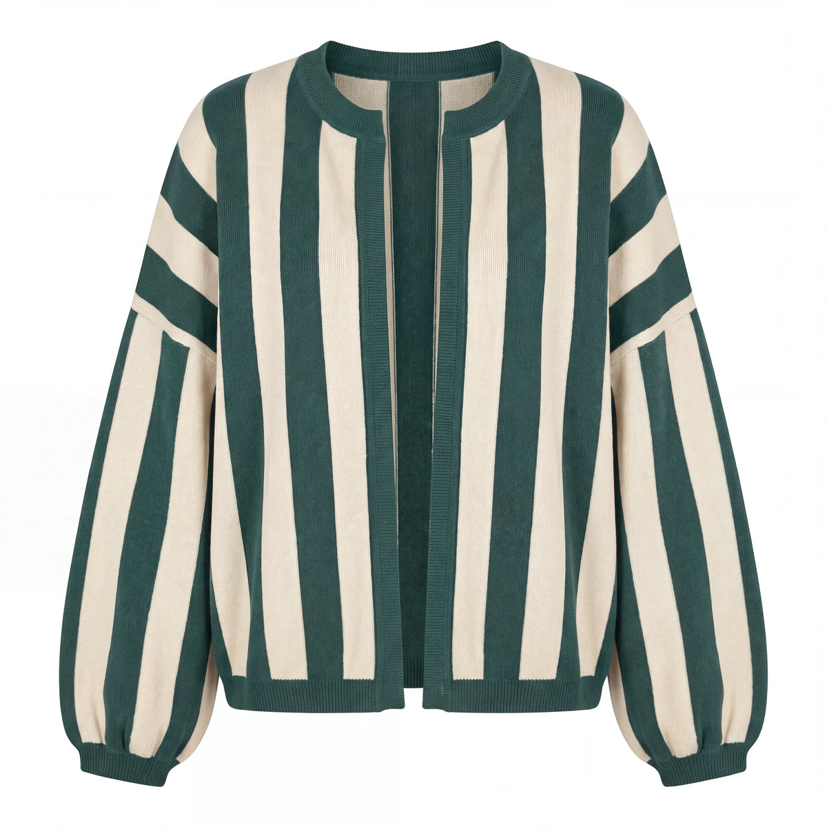 Striped Balloon Sleeve Cardigan