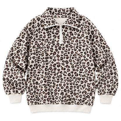 Apricot Leopard oversized quarter-zip pullover