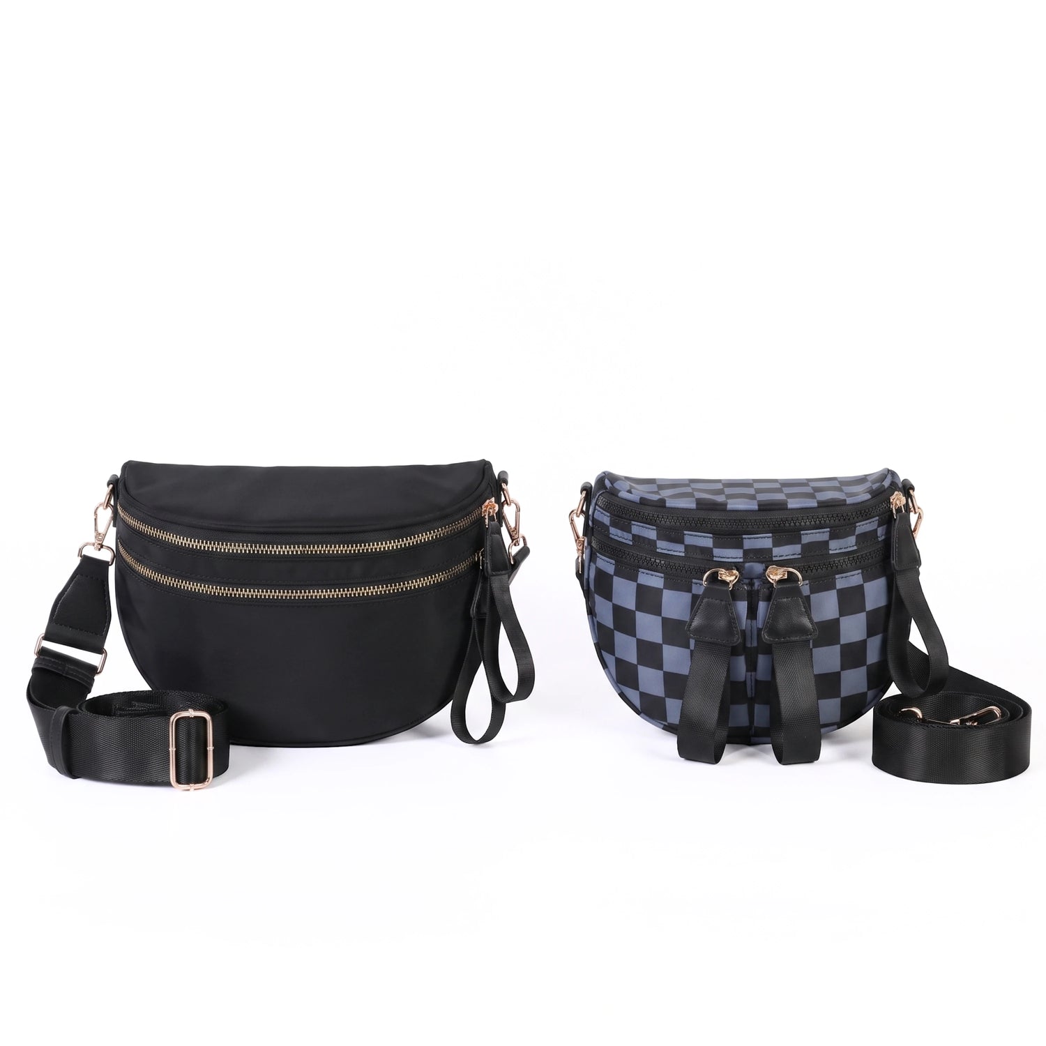 The Twin Sling Duo — GoFree Solid Black + Mini GoFree Checkered Gray and Black