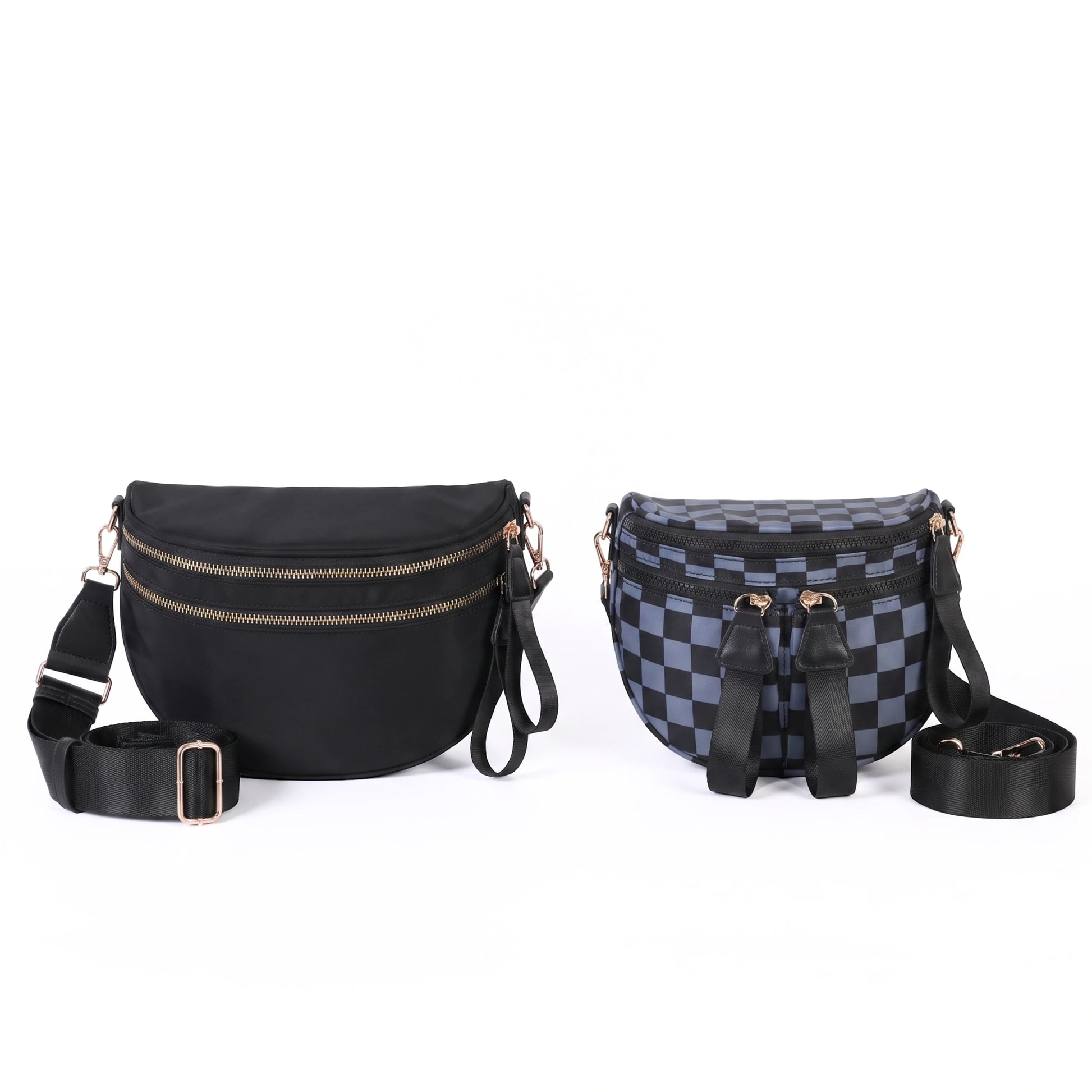 The Twin Sling Duo — GoFree Solid Black + Mini GoFree Checkered Gray and Black
