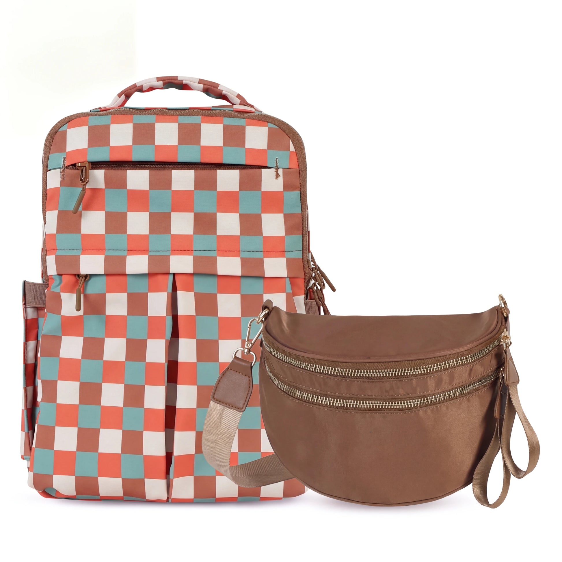 brown checkered mini backpack The Pack & Lunch Duo + FREE Lunch Bag This piece seamlessly blends vintage charm with modern functionality Universal Thread Checkered Mini Backpack
