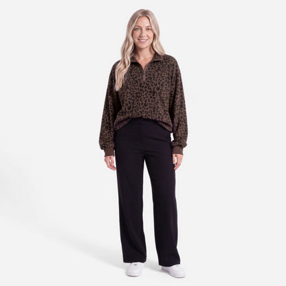 Oversized Ribbed Quarter Zip Sweatshirt