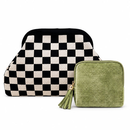 Gemmy + Knitty — Solid Matcha + Checkered Black