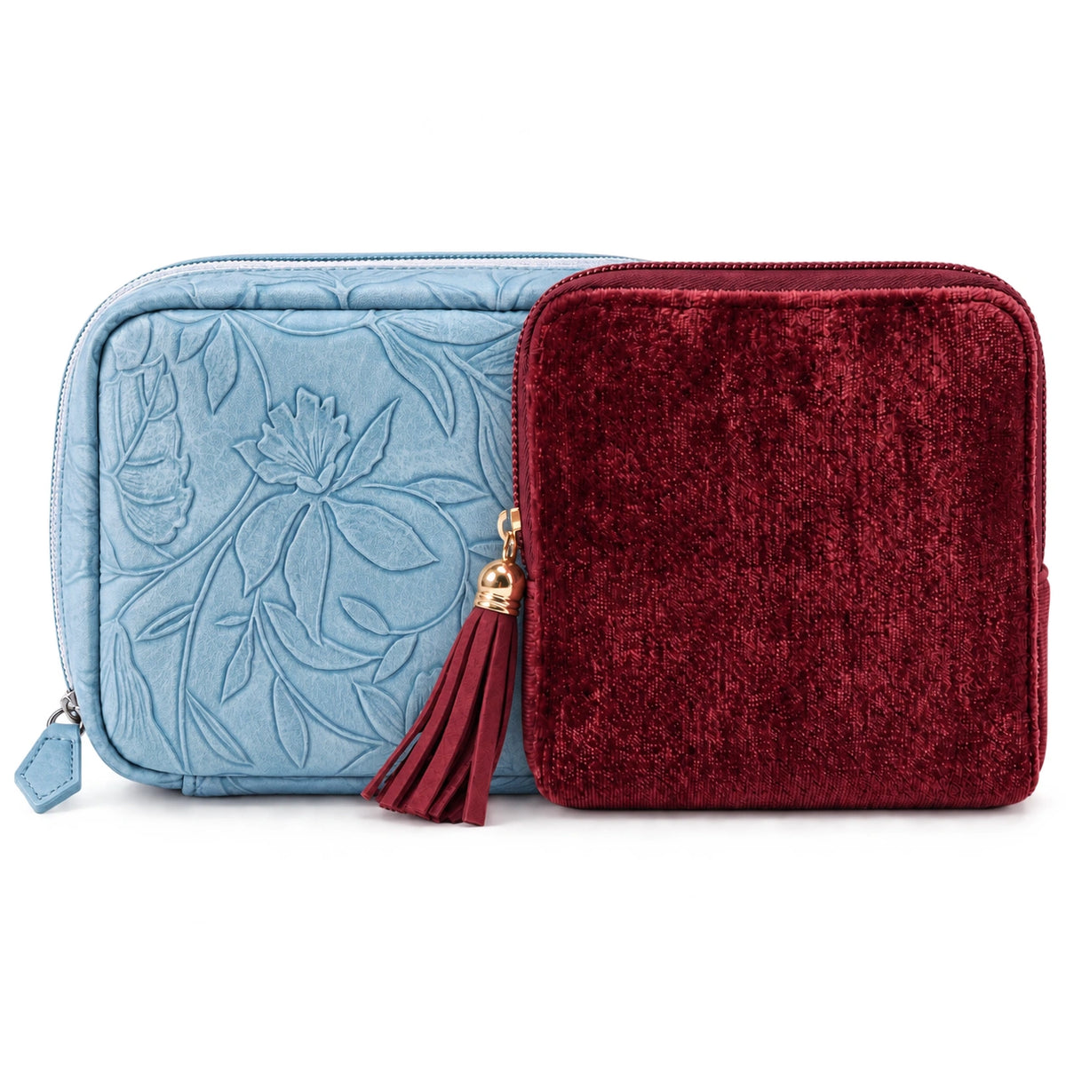 Gemmy + Pilly — Solid Red Wine + Floral Blue