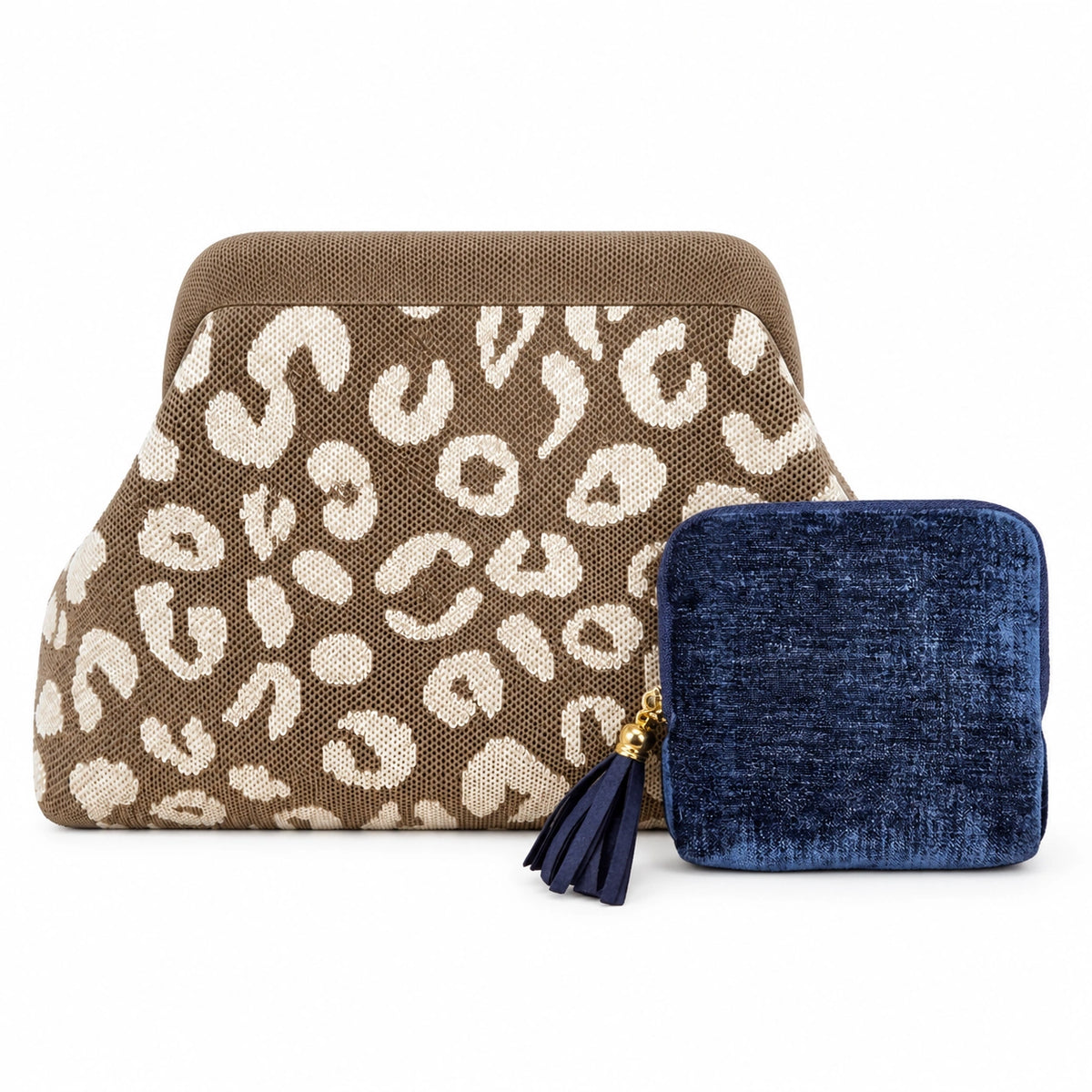 Gemmy + Knitty — Solid Navy + Leopard Taupe