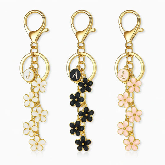 Daisy Flower Initial Letter - Bag Charm