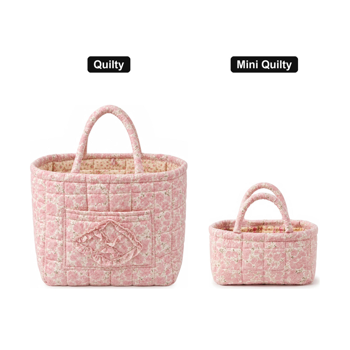 Quilty next to Mini Quilty, same print