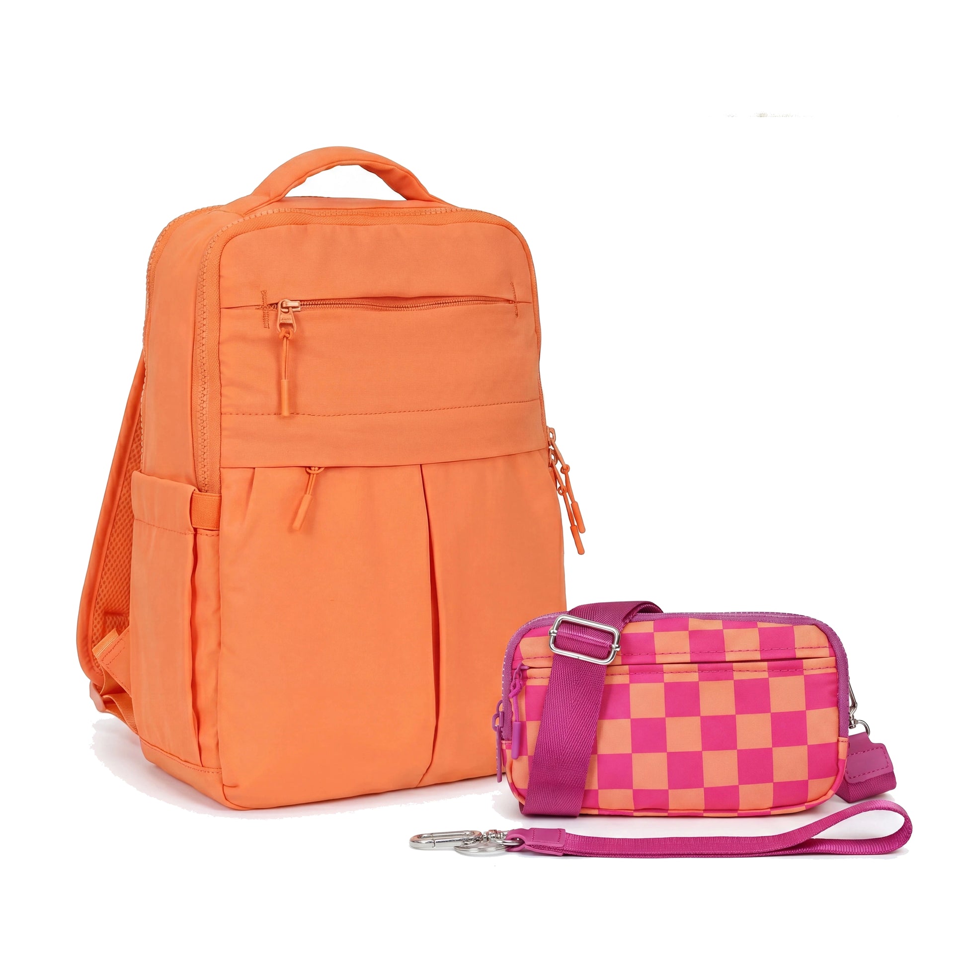 The Pack & Pop Duo — Mini Backpack + Free Wallet Checkered Gray and Black