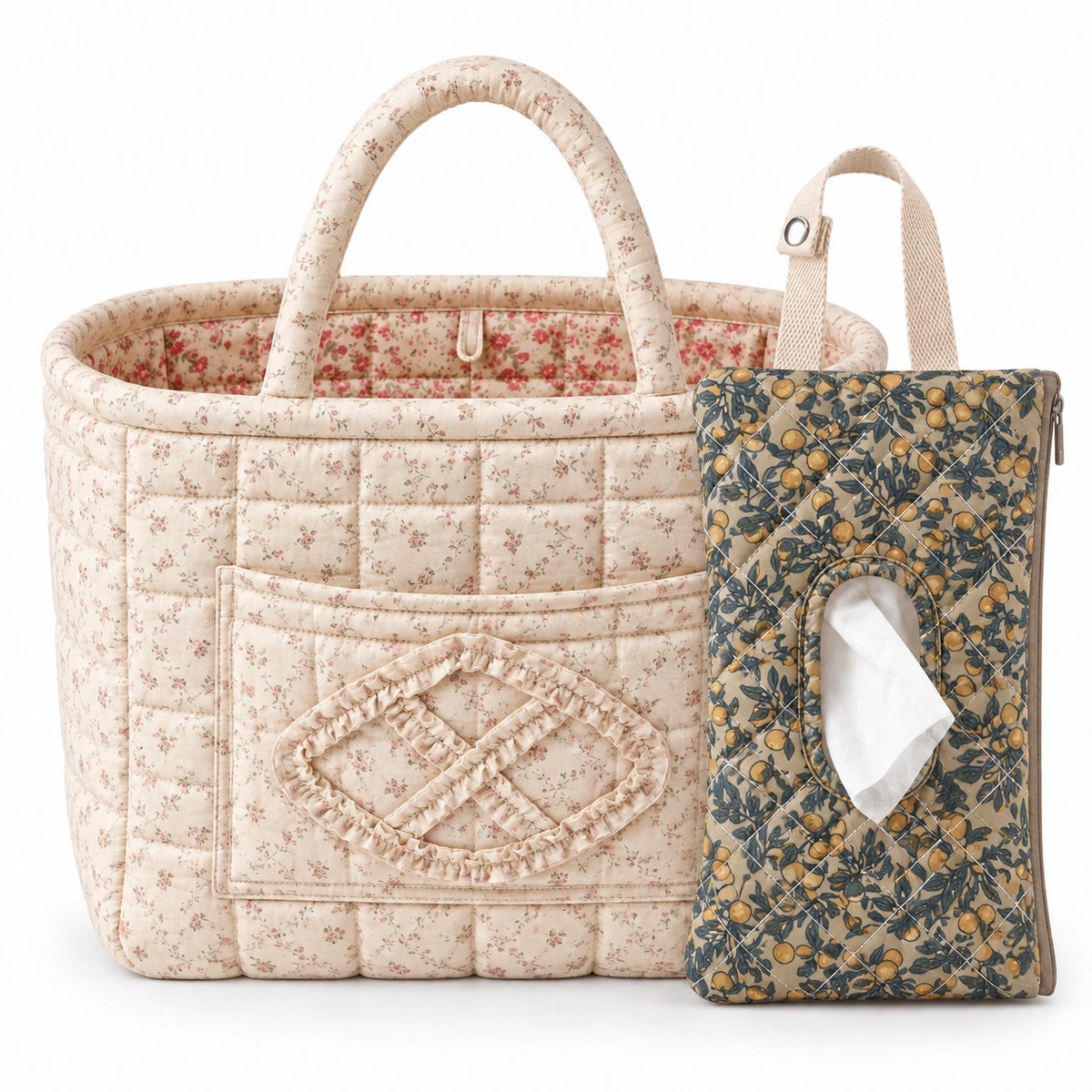 Quilty + Wipey — Cream Ditsy + Navy Vine