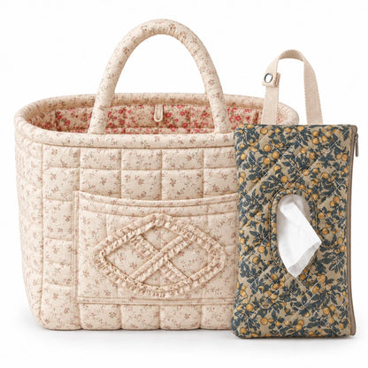 Quilty + Wipey — Cream Ditsy + Navy Vine