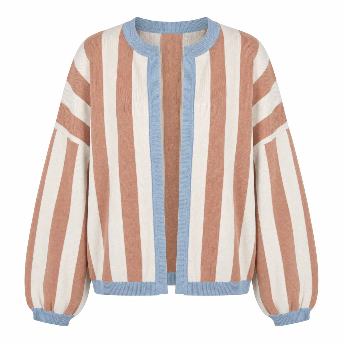 Striped Balloon Sleeve Cardigan